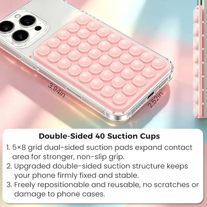 JingJinYY Anteel 2 Pack Double Sided Silicone Suction Cup Phone Case Mount, Hands-Free Strong Grip Silicon Phone Holder for Selfies and Videos, Non Slip Phone Accessories (Light Pink) - color: Light Pink