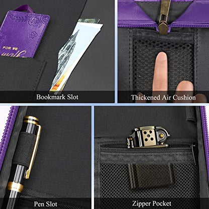 FINPAC Large Classic Bible Cover Vegan Leather Carrying Book Case Church Bag Bible Protective with Handle, Gift for Women, Mother, Friends, Purple - color: Deep Purple