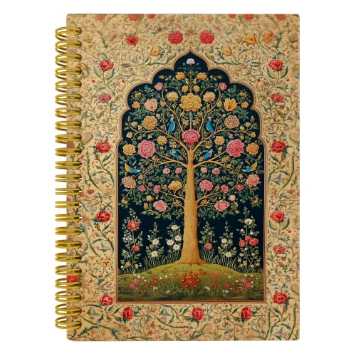 EUYTHNGYF Vintage Yellow Boho Pomegranate Tree Notebook Journal 5.5x8.3 | Middle Eastern Gifts Journal, Traditional Oriental Islamic Botanical Spiral Hardcover Notebook Journal - color: Yellow