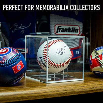 Franklin Sports Display Case – Memorabilia – UV Protected – Sport Collectibles - Baseball - Batting Gloves - Basketball - Soccer Ball - Football - style: Baseball