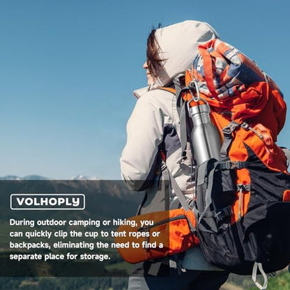 Volhoply 26oz Uninsulated Single Walled Water Bottle, Stainless Steel Reusable Water Bottles with Handle & Carabiner, BPA Free Wide Mouth Water Bottles for Gym Sports Camping(Silver,1) - color: Silver