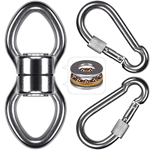 SELEWARE Silent Bearing Swing Swivel with 2 Carabiners, 360° Rotational Device Hanging Accessory for Tree Swing, Hammock Chair, Yoga,1200LB Capacity | Quiet Smooth Rotation, Supports Up to 1200LB, Quick Connect Buckles, 1 Pack for Swings, Hammocks, Tire S