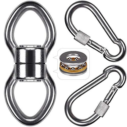 SELEWARE Silent Bearing Swing Swivel with 2 Carabiners, 360° Rotational Device Hanging Accessory for Tree Swing, Hammock Chair, Yoga,1200LB Capacity | Quiet Smooth Rotation, Supports Up to 1200LB, Quick Connect Buckles, 1 Pack for Swings, Hammocks, Tire S