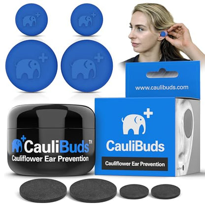 CauliBuds™ Cauliflower Ear Magnet - Premium Silicone Ear Magnets Cauliflower Ear - Pressure Earrings Magnetic Ears - Treatment in BJJ, Wrestling, MMA, & Rugby - Cauliflower Ear Draining Kit (Blue) - color: Blue
