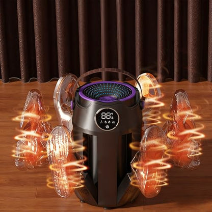 6-Arm Boot and Glove Dryer Family Size – Forced Air Boot Dryer with Heat Blower & Timer. Foldable Ski Boot Dryer, Warmer & Hockey Equipment Dryer for Shoes, Ski Gloves, Hats – Adjustable Rack(Black) | Heat blower, 3/6/9H timer, auto shutoff, dries 3 pairs