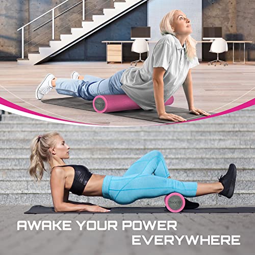 Yes4All High-Density EPP Round Back Roller Foam, Exercise Foam Roller for Yoga, Pilates & Stretching - 12, 18, 24, 36 inch - color: 36 Inches - Pink/Grey