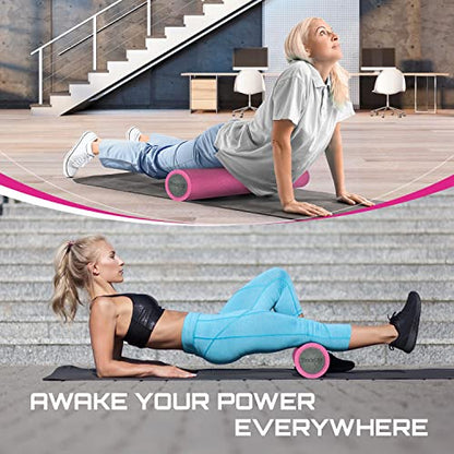 Yes4All High-Density EPP Round Back Roller Foam, Exercise Foam Roller for Yoga, Pilates & Stretching - 12, 18, 24, 36 inch - color: 36 Inches - Pink/Grey