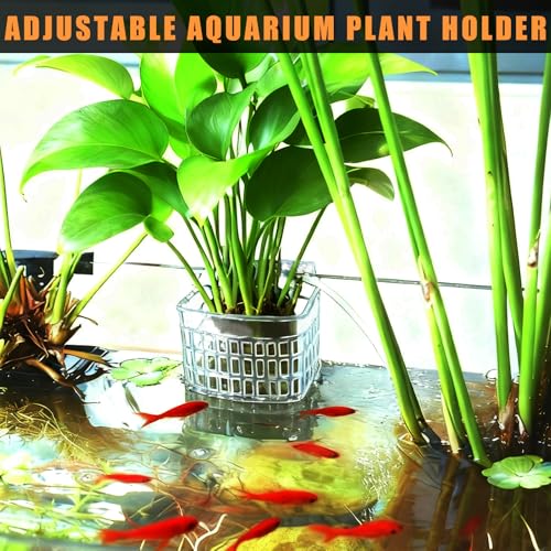 6pcs Upgraded Adjustable Aquarium Plant Holder，Fish Tank Plants Holder,Fish Tank Aquaponics Plant Cultivation and Aquarium Landscape Decoration with Hooks and Suction Cup（Transparent）