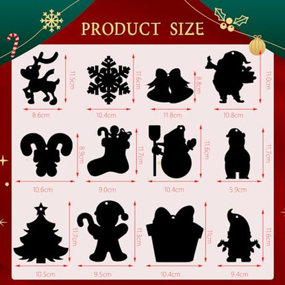 FEBSNOW Christmas Crafts for Kids, Magic Rainbow Scratch Art Paper Cards Tree Hanging Ornaments Christmas Gifts for Kids Holiday Party Favors Games - style: Christmas