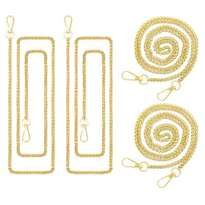 ELANE 4 Pack Purse Chain Strap，47 inch Purse Straps Replacement Crossbody Purse Chains for Handbags DIY - color: S-gold-4 Pack