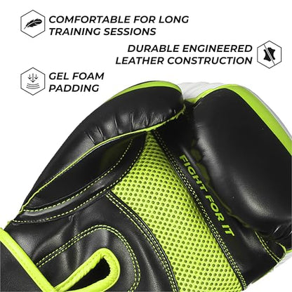 Sanabul Essential Gel Boxing Gloves for Men & Women, Kickboxing MMA, Muay Thai Gloves and Heavy Bag Training Punching & Sparring - color: Black/Green, size: 10 oz