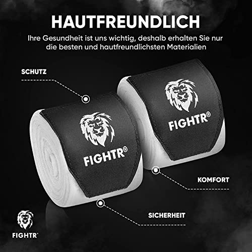 FIGHTR® Boxing Handwraps 160 inches semi-Elastic Hand Wraps with Thumb Loop for Boxing, MMA, Muay Thai & Martial Arts - color: White, size: pair of 160"