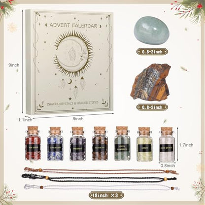 Naler Crystals and Healing Stones for Christmas Gifts - 24 Pcs Healing Crystals Set - Christmas Gift with Crystals and Healing Stones Gifts for Adult Women