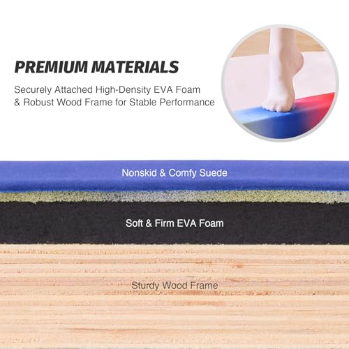 ZELUS 8' Folding Gymnastics Balance Beam, Floor Balance Beam w/Carry Handles Anti-Slip Base for Kids, Beginners & Professional Gymnasts - color: Rainbow
