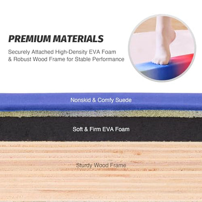 ZELUS 8' Folding Gymnastics Balance Beam, Floor Balance Beam w/Carry Handles Anti-Slip Base for Kids, Beginners & Professional Gymnasts - color: Rainbow