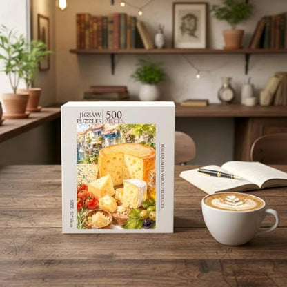 Cheese Food Jigsaw Puzzle - 500 Pieces Wooden Puzzle for Adults, Wall Art Gift, Finished Size: 20 x 15 Inch - color: Cheese - 500 Pieces