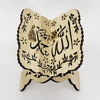 Wooden Quran Book Stand, Foldable Wooden Book Stand Quran Bible Book Holder Eid Bible Bookshelf Wood Muslim Book Holder Stand Eid Ramadan Prayer Book Holder (#2) - size: #2