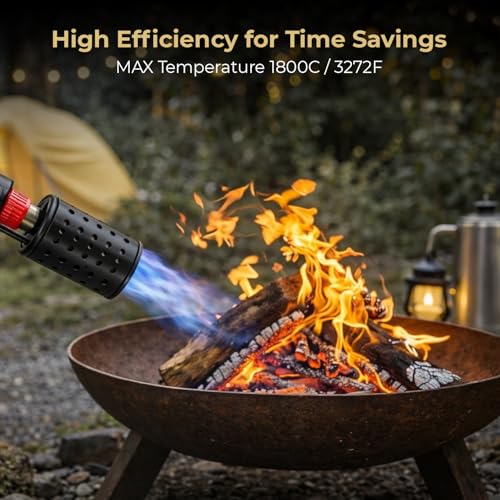 inZaynity® Propane Torch Gun for Grill & BBQ - High Power Handheld Blow Torch with Adjustable Flame & Safety Lock - Portable Fire Starter for Cooking, Searing,Charcoal & Outdoor Use(Tank Not Included)