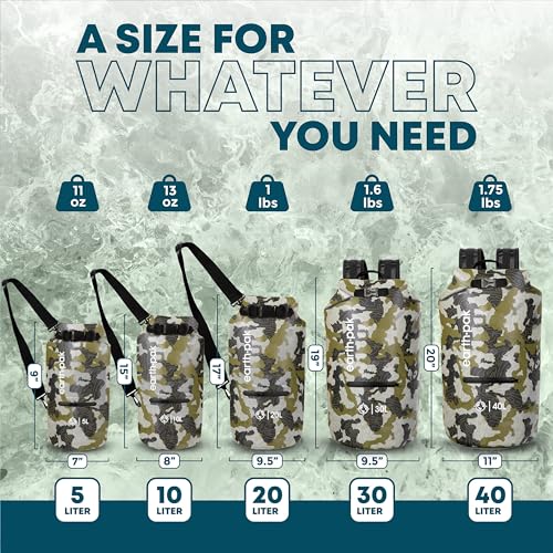 Earth Pak Waterproof Dry Bag with Zippered Pocket - Waterproof Dry Bag Backpack Keeps Gear Dry - color: Camo, size: 5L