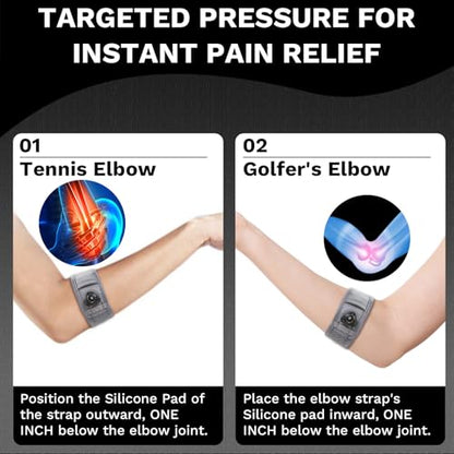 Tennis Elbow Brace for Men Women, Elbow Brace for Tendonitis Tennis Elbow & Golfer's Elbow, Adjustable Elbow Strap, Gray, REGULAR Size (M/L), 9"–11.5", 1 Pack - size: One Size