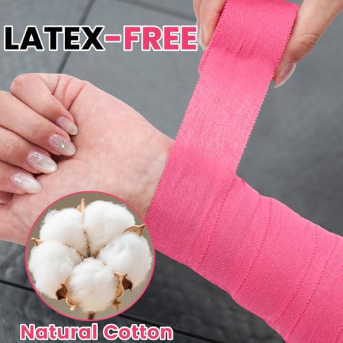 NUITPY 6 Pack Athletic Tape, Pink Sports Tape, Easy Tear Wrist Tape, Strong Adhesion Tapes for Boxing, Gymnastics, Hockey, Soccer, Lacrosse and First Aid - color: Pink-6 Rolls