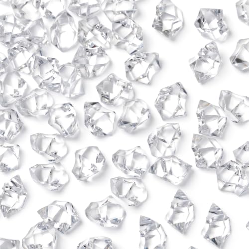 DOMESTAR Clear Fake Ice Rocks, 150 PCS Acrylic Crystal for Vase Fillers | Fake Diamonds for Table Centerpieces Wedding Party, Fish Tanks Decor Table Scatter DIY Craft Supplies Food Display - color: 150 Clear