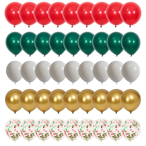 Latex Balloons, 100-Pack Different Sizes 18 12 10 5 Inch Party Balloon Garland Kit (Green Red White Gold) - color: Green Red White Gold