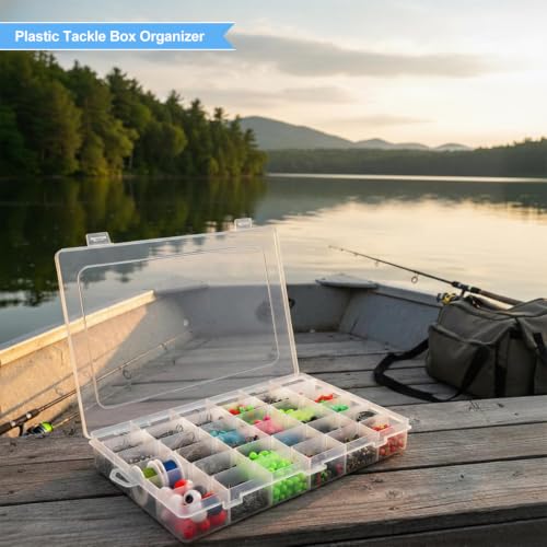 Guyuyii 4 Pack 36-Grid Plastic Clear Organizer Box with Adjustable Dividers | for Fishing Tackle, Craft, Jewelry Making, Diamond Painting, Beads, Earrings, Nail Art Supplies, Seeds, Small Hardware - size: 4 Pack 36 Compartments