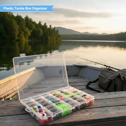 Guyuyii 4 Pack 36-Grid Plastic Clear Organizer Box with Adjustable Dividers | for Fishing Tackle, Craft, Jewelry Making, Diamond Painting, Beads, Earrings, Nail Art Supplies, Seeds, Small Hardware - size: 4 Pack 36 Compartments