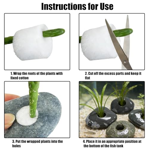 6PCS Aquarium Plant Weights, Live Rocks, Plant Weights for Fish Tank, Unique Shape and Size, Suitable for Decorating Fish Tanks, 0.75" Hole - size: One Hole