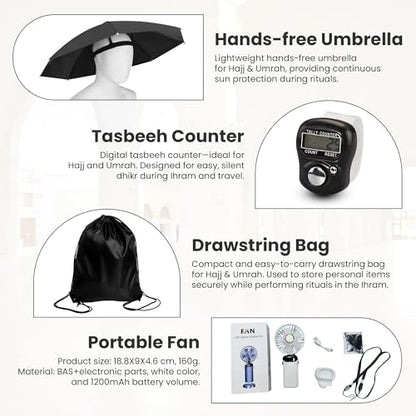 Premium Microfiber Ihram and Ihram Belt with Accessories for Hajj and Umrah Essentials - color: Ihram Accessories