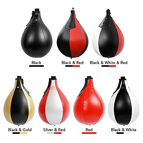 Boxing Speed Ball PU Leather Muay Thai Training Striking Bag Kit Boxing Punch Ball with Inflator Pump - color: White,Gold,Silver