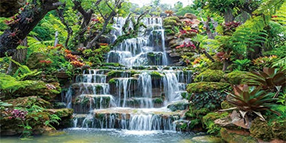 24x16 inches Waterfall Aquarium Backdrop Plants Reptile Habitat Background | AWERT Forest Park Green Tropical Plants Fish Tank Background Vinyl - size: 24x16in/60x40cm