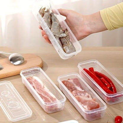 3 Pack Stackable Food Storage Containers - 1500ml (51oz) Fridge Organizer with Removable Drain Plate & Lid for Fish, Meat, Fruits, Vegetables