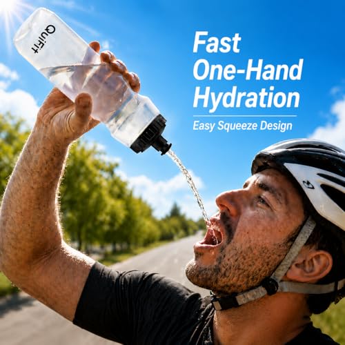 QuiFit Lacrosse Water Bottle with Long Straw - 32oz Hockey Water Bottle 2 Pack with 2 Lids Each- BPA Free Squeeze Sports Water Bottles, Leakproof Dishwasher Safe- for Helmet,Lacrosse (Clear) - color: Clear