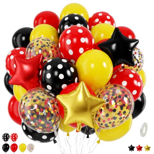 Red Yellow and Black Balloons for Birthday Baby Shower Theme Party Decor - color: Red Yellow Black, size: 30PC