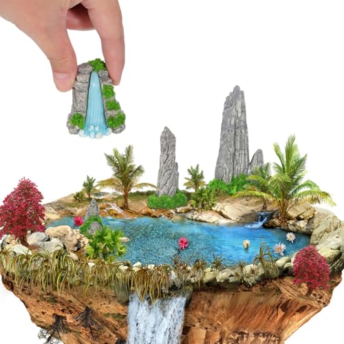 GANAZONO 6 Pcs Miniature Rockery Artificial Mountain Resin Figurines Mini Water Pool Statue for Fish Tank Decorations Mini Zen Garden Accessories Bonsai Ornament Micro Landscape Decor