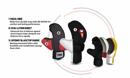 TMA MMA Gloves Sparring Grappling, Hybrid Martial Arts Mitts Men Women, Muay Thai, Punching Bag Kickboxing - size: Small-Medium