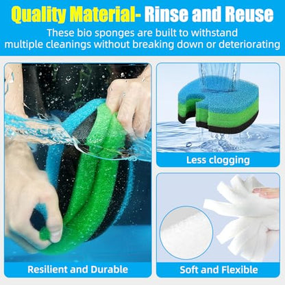 AQUANEAT Replacement Canister Filter Pads Compatible with SUNSUN HW-304B/404B/704B/3000 CF500 Aquarium Filter Media Generic Floss