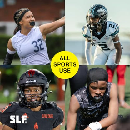 Football Mouth Guard with Strap – Lip Guard Football Mouthpiece – Youth & Adult – Sleefs - color: God First Black