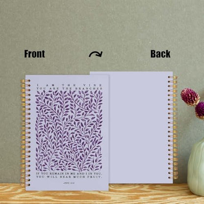 Likjad Christian Spiral Notebook Journal 5.5x8.3, Botanical Bible Scripture Journals for Writing, Religious Christian Gifts for Women, Bible Verse Hardcover Notebooks for Note Taking（Purple - color: Botanical Bible Five