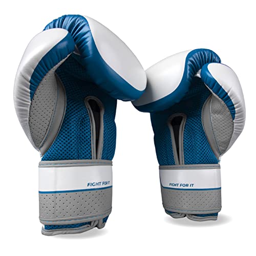 Sanabul Hyperstrike Boxing Gloves for Women, Kickboxing MMA Muay Thai Gloves, Training Sparring Punching Heavy Bag. - color: Blue/White, size: 12 oz