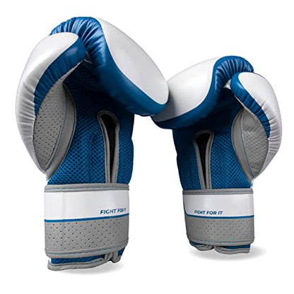 Sanabul Hyperstrike Boxing Gloves for Women, Kickboxing MMA Muay Thai Gloves, Training Sparring Punching Heavy Bag. - color: Blue/White, size: 12 oz