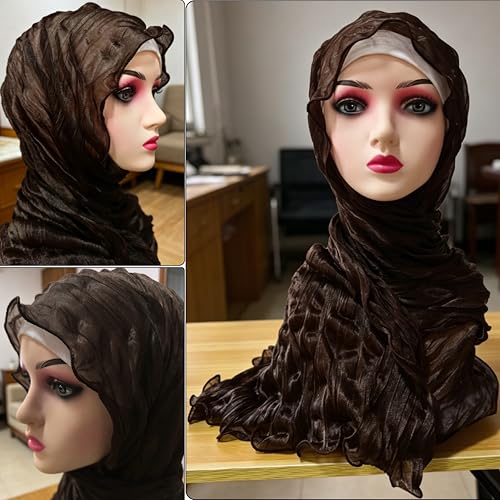 Premium Hijab Head Scarf Shawl Wrap for Muslim Women Lightweight Scarf for women - color: 16~brown