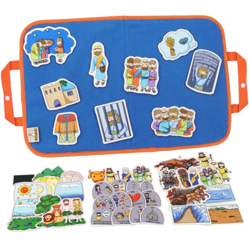 CHEFAN 4 Pack Felt Board Bible Stories Set, Flannel Board Stories, Nativity Flannel Graph Bible Toy for Kids, Include Joseph The Prince of Egypt, In The Beginning,Ten Commandments,Crossing The Red Sea - color: Joseph the Prince of Egypt & Other 3 Bible St
