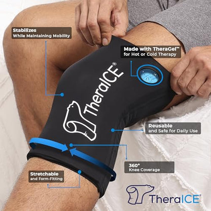 TheraICE Knee Ice Pack Wrap Compression Sleeve for Injuries | Reusable Gel Cold Packs Brace Plus Cold Wrap Recovery for Meniscus Tear, ACL Post Surgery, MCL Pain Relief Without Machine | Women & Men - size: Small/Medium, style: Original