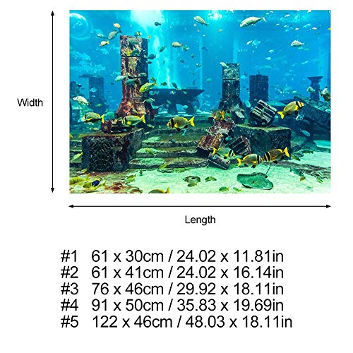 Aquarium Poster, Underwater City Ruins Background Sticker Thicken PVC Adhesive Backdrop Fish Decorative Paper(61×41cm) - size: 61×41cm