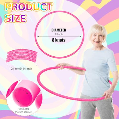 Poen 2 Pcs Detachable Hoop and Jump Rope Set Include 7.3 Ft Skipping Rope and 23 Inch Adjustable Exercise Hoop Gymnastic Fitness Exercise Gift Equipment - color: Rose Pink