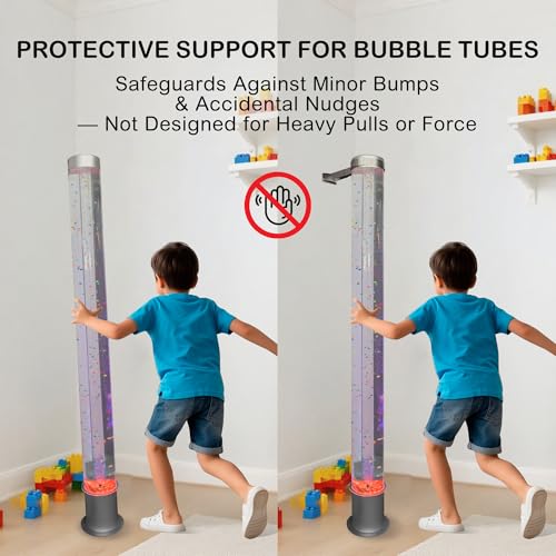 Stainless Steel Bracket for 15cm Sensory Bubble Tube & Aquarium Lamps - Adjustable Dual-Rail Holder with Spill-Proof Base, Child-Safe for Sensory Rooms, Schools, Daycare
