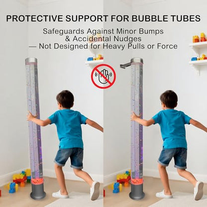 Stainless Steel Bracket for 15cm Sensory Bubble Tube & Aquarium Lamps - Adjustable Dual-Rail Holder with Spill-Proof Base, Child-Safe for Sensory Rooms, Schools, Daycare